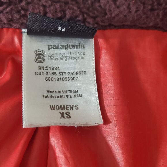 Patagonia Jacket Womens XS Deep Pile Fleece Full Zip Dark Red Maroon Sherpa - Picture 8 of 10